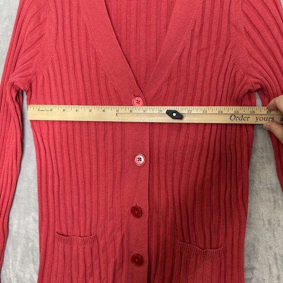 Talbots Sweater Womens Large Button Front Ribbed Cardigan Pockets Lightweight - Picture 5 of 9